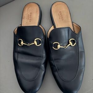 Gucci Princeton Black Leather Mules Size 40.5